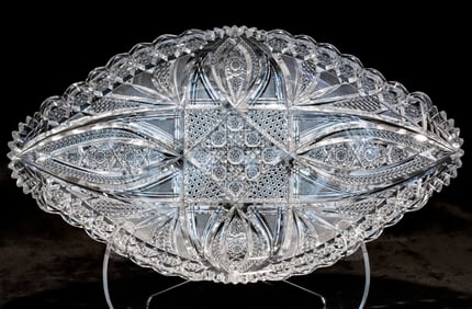 Top Tier J. Hoare American Brilliant Period Cut Glass Ice Cream Tray Platter