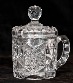 Whimsical 3-part Libbey American Brilliant Period Cut Glass Jelly Jar