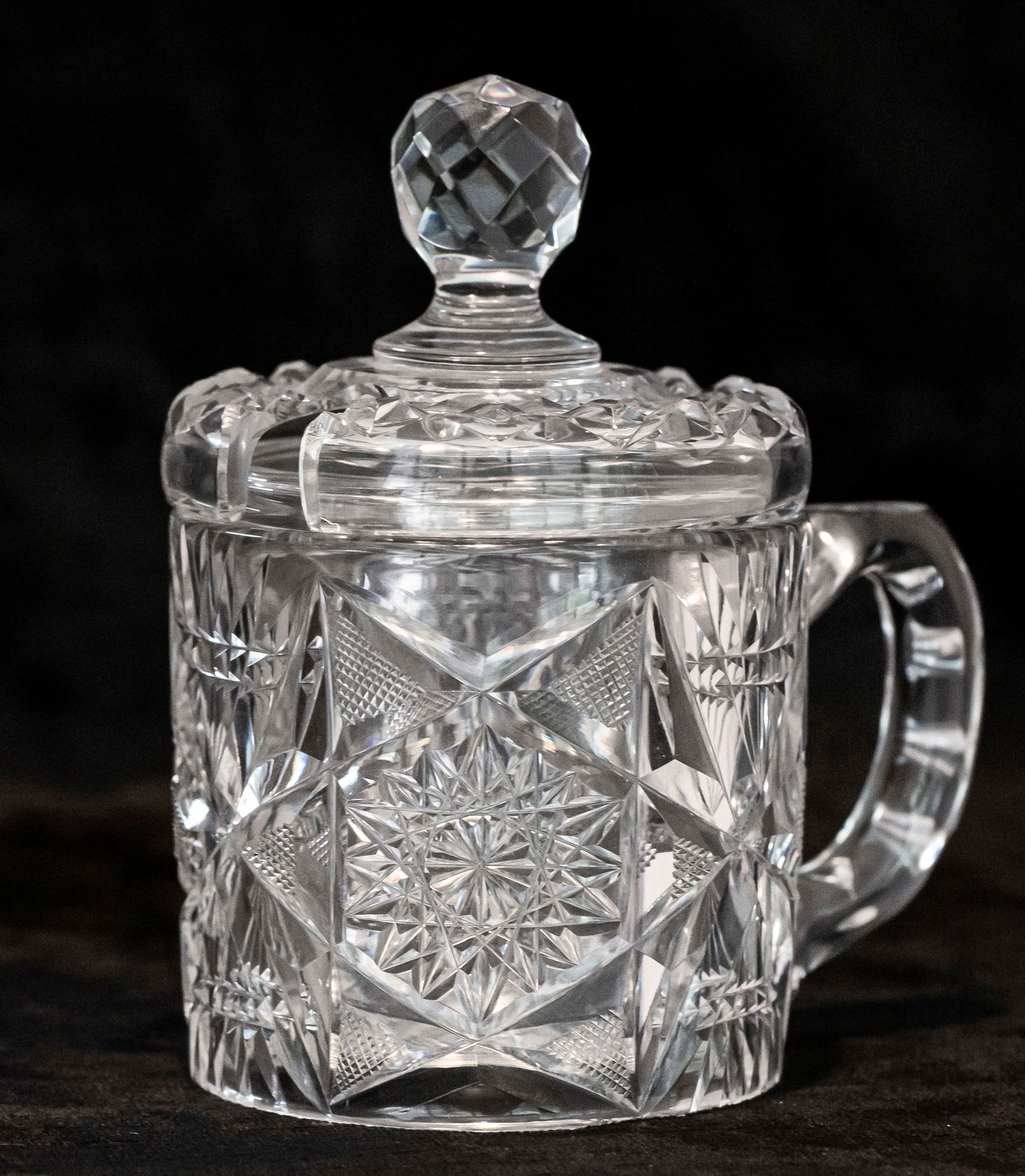 Whimsical 3-part Libbey American Brilliant Period Cut Glass Jelly Jar (1 of 2)