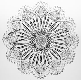 Extremely Fine Sinclaire Star & Pillar American Brilliant Cut Glass 7" Plate