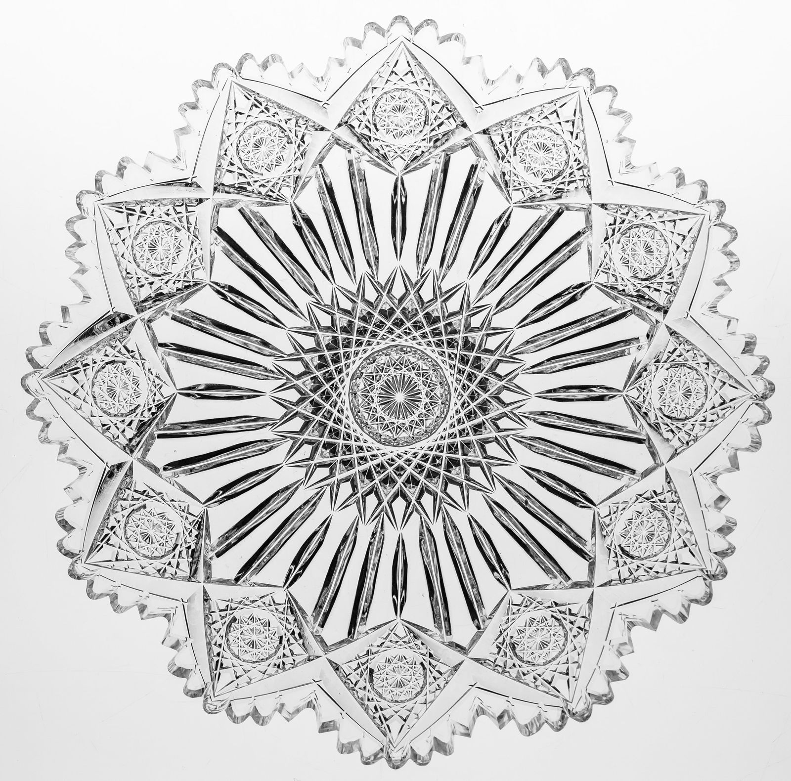 Extremely Fine Sinclaire Star & Pillar American Brilliant Cut Glass 7" Plate (1 of 2)