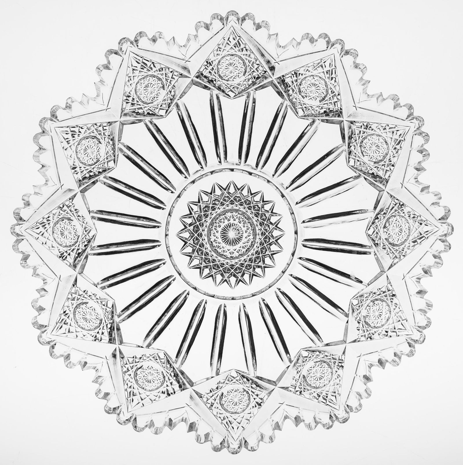 Extremely Fine Sinclaire Star & Pillar American Brilliant Cut Glass 7" Plate (1 of 2)