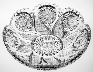 Rare Blackmer Iris American Brilliant Period Cut Glass Low Bowl