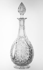Fantastic Grecian-esque Brilliant Cut Glass Decanter with Pattern Cut Stopper
