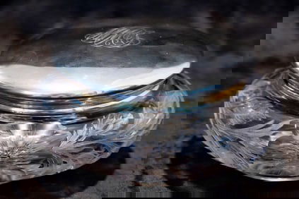 Nice Tuthill Deep Wildrose Gorham Silver Lid American Brilliant Cut Glass Dresser Jar