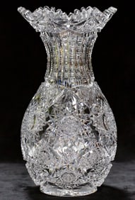 Gigantic American Brilliant Period Cut Glass Bowling Pin Vase Crystal