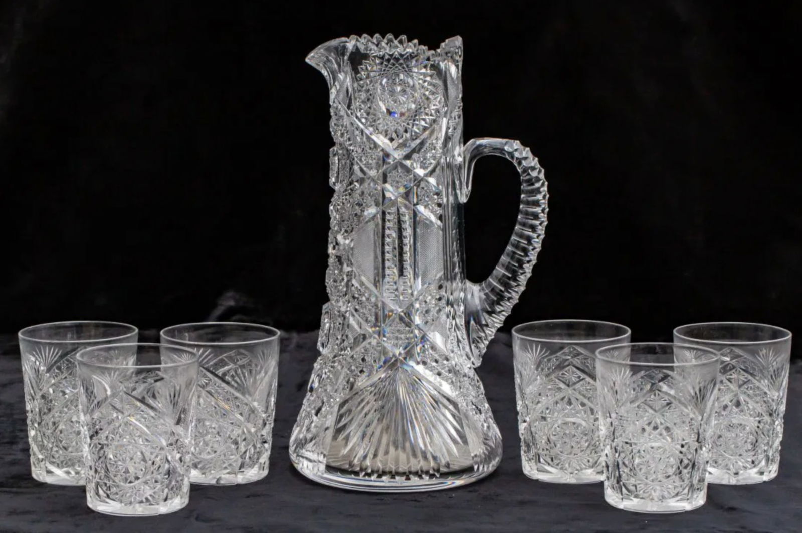 Spectacular J. Hoare Carolyn American Brilliant Cut Glass Pitcher Set (1 of 7)