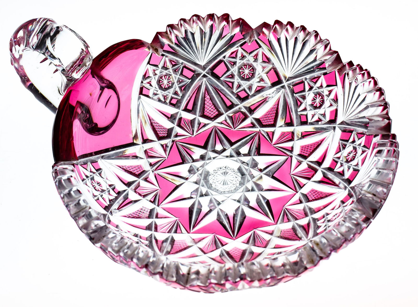 RARE Dorflinger Marlboro Cranberry to Clear American Brilliaint Period Cut Glass Nappy (1 of 4)