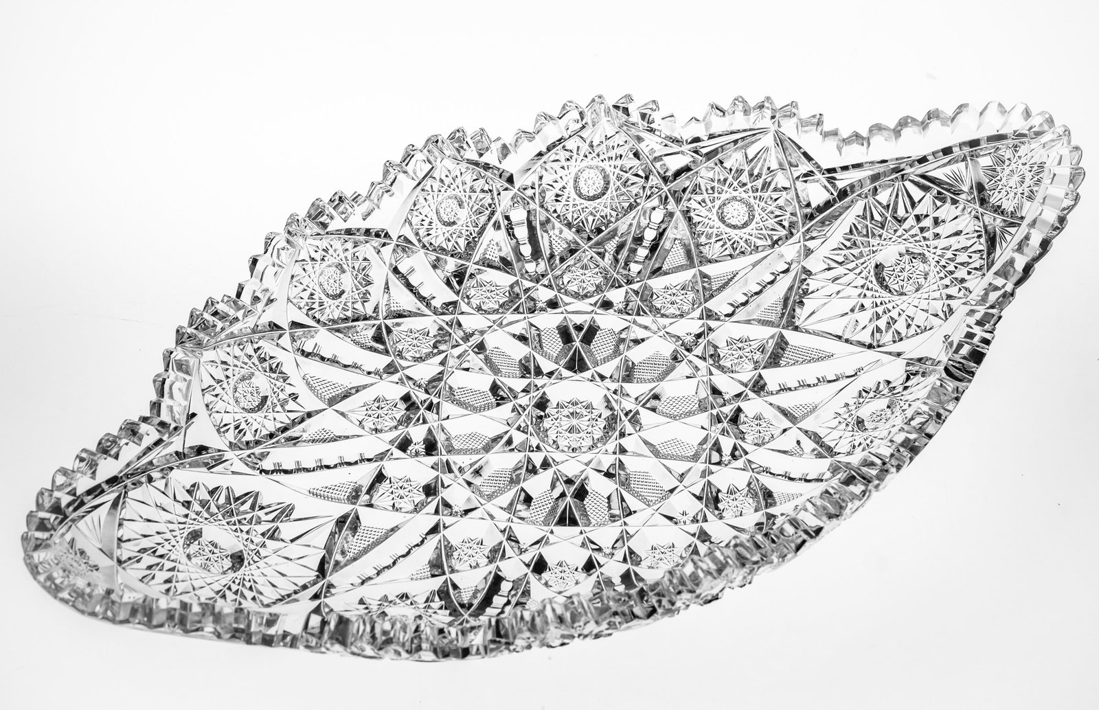 Lovely Juliette Irving American Brilliant Period Cut Glass Ice Cream Tray: Beautiful smaller ice cream tray cut by Irving in their Juliette design.