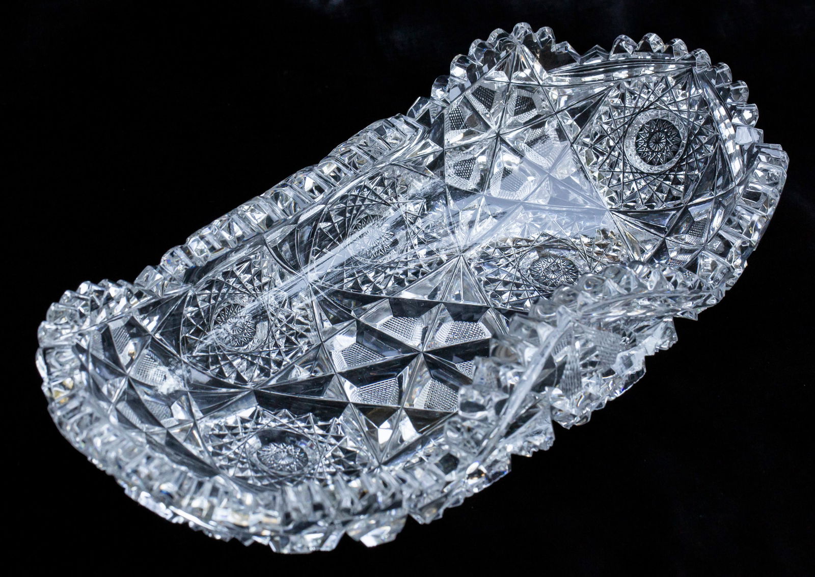 Graceful Early Libbey Stratford American Brilliant Cut Glass Rolled Rim Bread Tray (1 of 5)