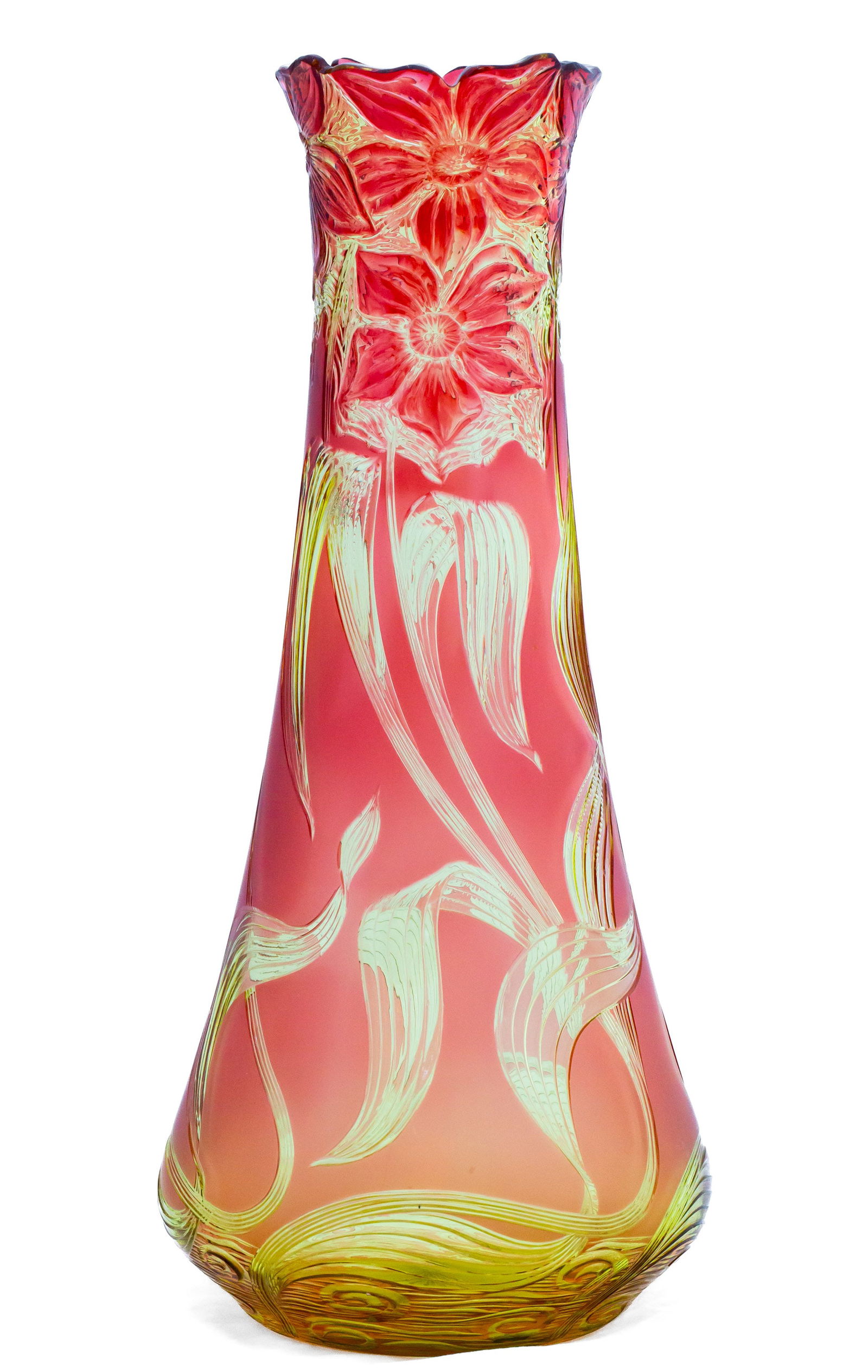 Masterful Stevens & Williams Joshua Hodgetts Briliant Cut Glass Engraved Vase Cameo (1 of 8)