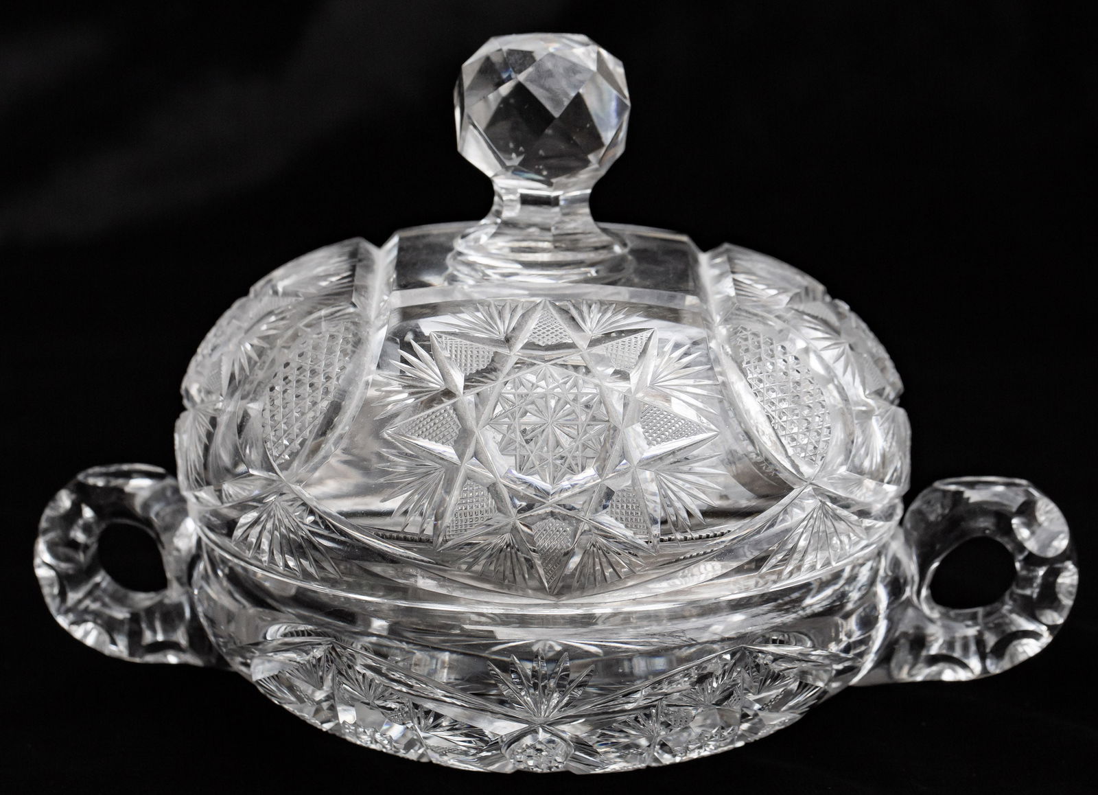 Extremely Rare Meriden American Brilliant Period Cut Glass Caviar Server (1 of 5)