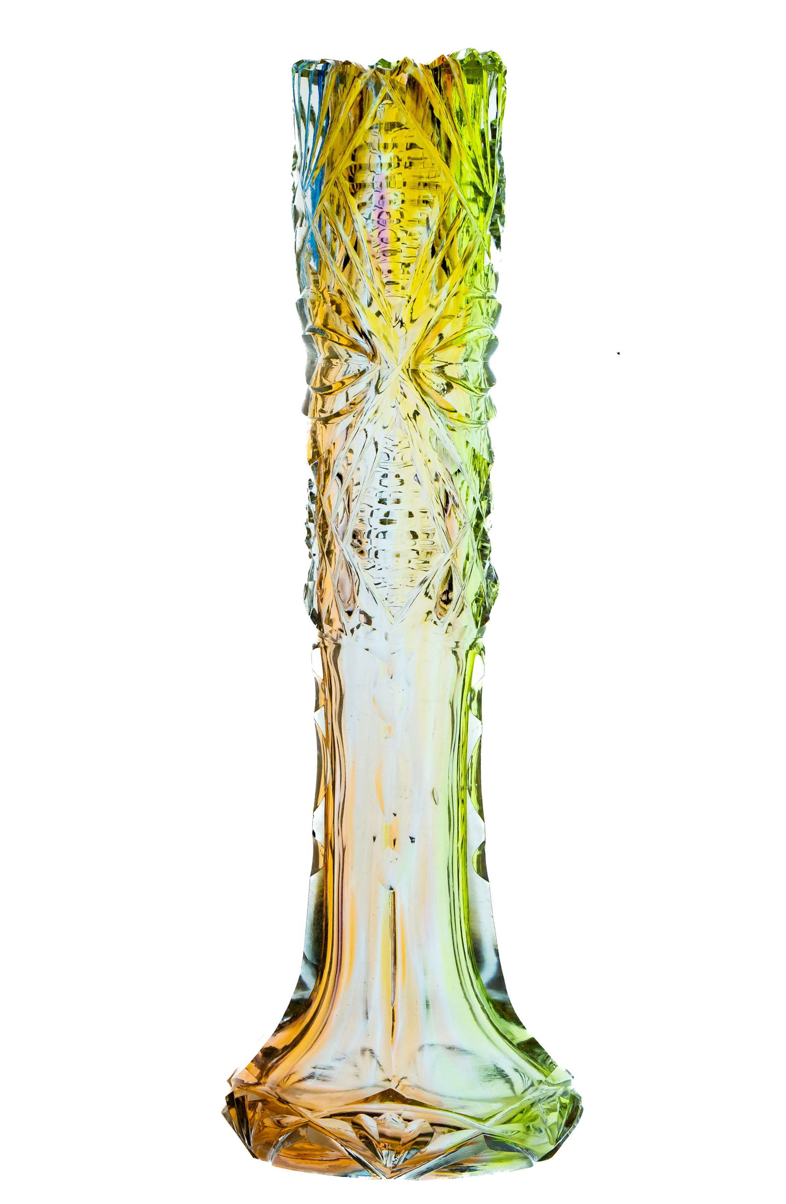 Rare Rainbow Brilliant Period Cut Glass Bud Vase (1 of 7)