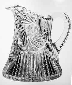 Beautiful Fry Trojan American Brilliant Period Cut Glass Pitcher