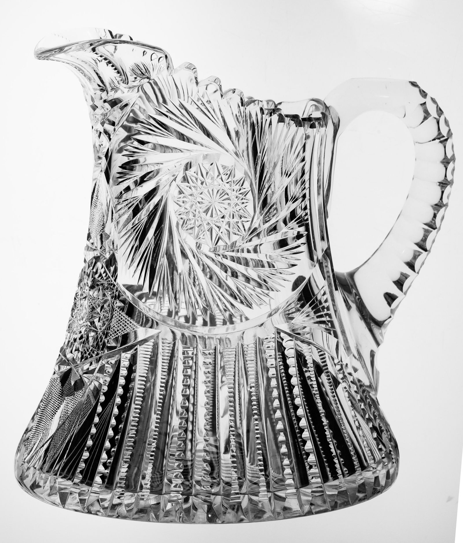 Beautiful Fry Trojan American Brilliant Period Cut Glass Pitcher