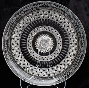 Elegant Extra Large American Brilliant Period Cut Glass Charger Tray