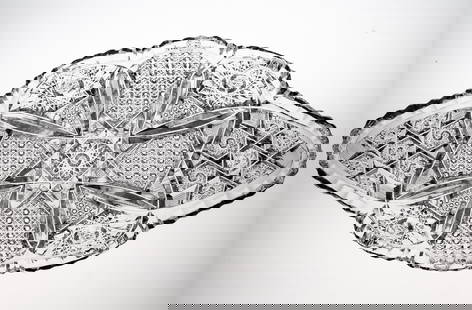 Nice American Brilliant Cut Glass Crystal Ice Cream Tray: Nice Brilliant Period cut glass ice cream tray cut on a figured blank.