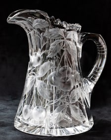 Gorgeous Libbey Intaglio Cherries American Brilliant Period Cut Glass Pitcher