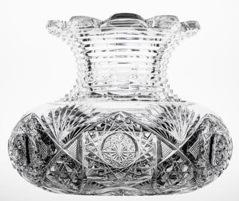 Nice, Heavy J. Hoare Venice American Brilliant Period Cut Glass Flower Center