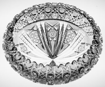 Incredibly Unusual Rolled Rim American Brilliant Cut Glass Bowl