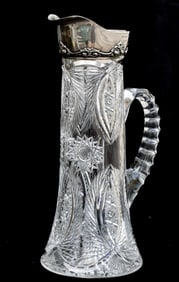 Incredible William C. Anderson Gorham Silver Mounted Brilliant Cut Glass Pitcher