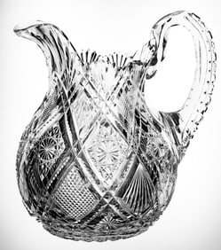 Gorgeous Dorflinger Parisian American Brilliant Cut Glass Bulbous Pitcher
