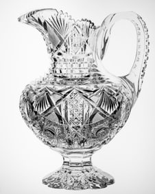 Spectacular Clark Adonis American Brilliant Cut Glass Footed Pitcher