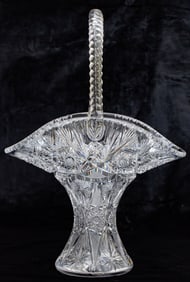 Magnificent Giant William C. Anderson Fredricka Brilliant Cut Glass Basket Crystal