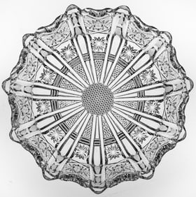 Rare and Unusual Libbey American Brilliant Period Cut Glass Crimped Panel Bowl