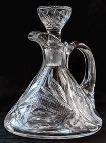 Exceptionally Rare Hawkes Gravic Corn American Brilliant Cut Glass Ship's Decanter