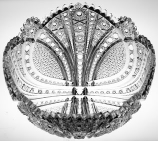 WOW! Incredible Large Libbey Aztec American Brilliant Cut Glass Bowl