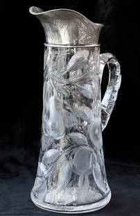 The Best Hawkes Gravic American Brilliant Period Cut Glass Pitcher w/ Gorham Sterling Silver: This pitcher is one of the best pieces of Hawkes Gravic I've ever seen and was coveted by my dad and me for many years. It is featured prominently in the "The Glass of Gorham" on page "PC 48." The det