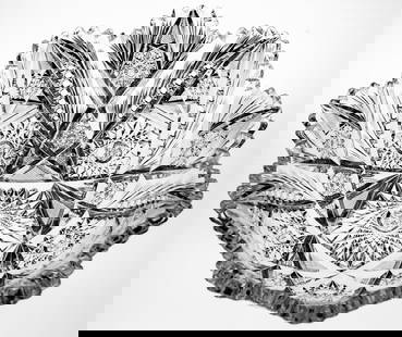 Rare William C. Anderson Regalis American Brilliant Period Cut Glass Flared Crimped Bowl: Really nice example of the Regalis design by William C. Anderson and the American Cut Glass Co. This exact piece is shown as the main example of this design in the "Chain of Evidence" book. It's a