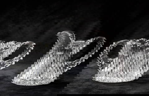 Nice Meriden Albany American Brilliant Period Cut Glass Cream and Sugar: Beautiful Meriden cream and sugar in their Albany pattern. Both pieces feature triple notched handles and beautiful punty/notched cutting.