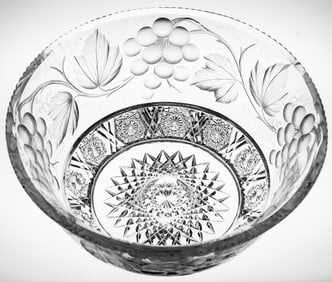 Incredible Huge Tuthill Vintage American Brilliaint Cut Glass Deep Bowl