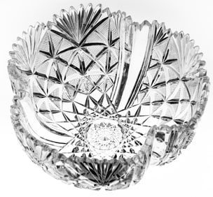Unusual Bergen? American Brilliant Cut Glass 3-leaf Clover Bowl
