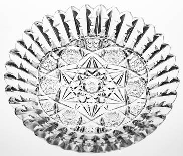 Small Libbey Ellsmere American Brilliant Period Cut Glass Plate: This little plate was cut and signed by Libbey in their classic Ellsmere pattern.
