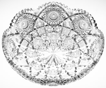 Incredible Pairpoint Catalpa American Brilliant Period Cut Glass Low Bowl