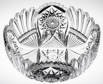 Rare Libbey Lorraine American Brilliant Period Cut Glass Deep Bowl