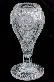 Massive Pairpoint American Brilliant Period Cut Glass Extra Heavy Vase