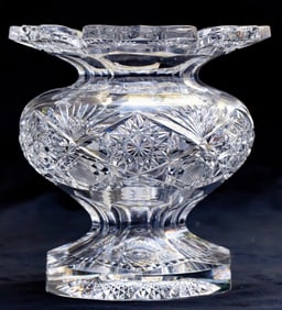 Singular American Brilliant Period Cut Glass Extra Heavy Vase