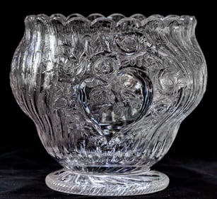 Museum Worthy W. Fritsche Rock Crystal Cut Glass Footed Bowl/Vase