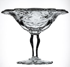 Extremely Unusual Hawkes Gravic American Brilliant Period Cut Glass Compote