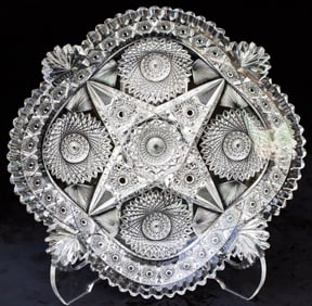 Important Libbey Rosella American Brilliant Period Cut Glass Tray