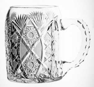 Rare Libbey Corona American Brilliant Period Cut Glass Beer Mug