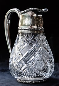 Awesome J. Hoare Gorham Sterling Silver American Brilliant Cut Glass Pitcher