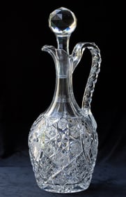 Rarity Libbey Marcella American Brilliant Period Cut Glass Handled Decanter