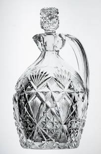 Beautiful Hawkes Brazilian American Brilliant Period Cut Glass Whisky Jug: Hawkes really went all out on this incredible, early whisky jug cut in their elegant Brazilian design. The pattern is shown in full all around the body of the decanter. The stopper is fully cut in pat
