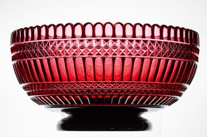 Rare Stevens & Williams Amethyst to Cranberry Brilliant Cut Glass Center Bowl