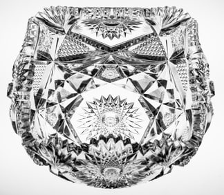 Massive Mt. Washington Arbutus American Brilliant Cut Glass Roll-over bowl